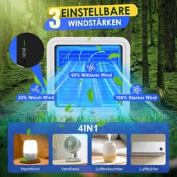Deze 3-in-1 draagbare airconditioner is voorzien van een stille koelventilator, een ingebouwd waterreservoir van 500 ml, een USB-voeding, drie ventilatorsnelheden en een zevenkleurige ledverlichting. Er is geen afzuigventilator nodi — thumbnail 3