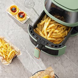 Heteluchtfriteuse met kijkvenster - Frituurpan zonder olie - Gezond koken - Watermist stoomfunctie - 8 liter capaciteit - Wit — thumbnail 2