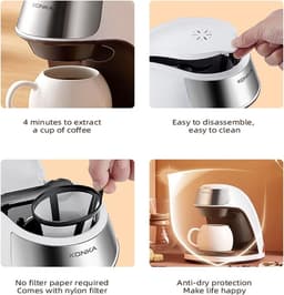 Mini Koffiezetapparaat Draagbaar - 450W - 0.3L - 1-Kops Filter - Wit — thumbnail 5