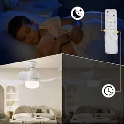 KZQ Plafondventilator - Wit - Incl 23W Lamp - Licht Apart Schakelbaar - Afstandsbediening - Dimbaar - Traploos Instelbare Lichtkleur - Nachtlampje - Geheugenfunctie - 3 Snelheden - Timer - Zomer En Wintermodus — thumbnail 4