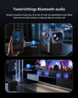 Mini Beamer Full HD 1080p met Google TV en Netflix – 300 ISO Lumen – Autofocus – 4K Ondersteuning — thumbnail 3