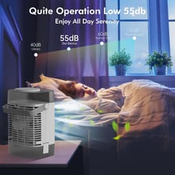 Draagbare airconditioners - verdampingskoeler - mini-airco met afstandsbediening - 4 windsnelheden, timer van 2-4-6 uur, 2 standen - kleurrijk nachtlampje - draagbare airco voor kamer, auto, slaapkamer, kantoor — thumbnail 3