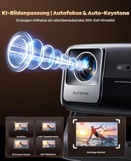 Smart Beamer Full HD 1080p met Google TV – Autofocus – WiFi 6 – Bluetooth 5.4 – 30W Audio – 360° Draaibaar — thumbnail 2