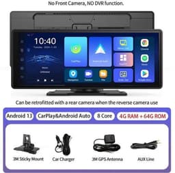 E64 - Dashcam voor Auto - WiFi - Dashcams - FullHD video - Super compact - Parkeermodus - 16:9 - 10.26 inch Scherm - Geen Camera aan de voor- en Achterkant - Zwart — thumbnail 5