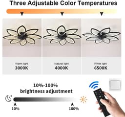 Vhr Plafondventilator met Verlichting - Dimbaar - 6 Snelheden - Afstandsbediening/App Besturing - Slaapkamer en Woonkamer - Ø78cm — thumbnail 4