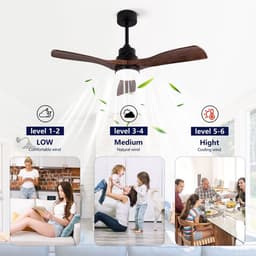 FloraGrace Plafondventilator Met Verlichting En Afstandsbediening 42 Inch 3 Bladen ABS Zwart Walnoot Voor Woonkamer Slaapkamer — thumbnail 2