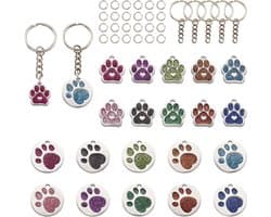 Set van 20 glitterende katten- en hondenpoot hangers voor het maken van DIY sieraden, ideaal als geluksbrenger en decoratieve accessoires