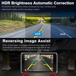SnelShoppen - Miden 4K + 1K Dashcam Auto met 64G SD Kaart, 2160P + 1080P UHD, IPS 3.2 Inch, 336° Breedhoek, G-sensor, WDR, 24 Uur Parkeerstand, Loopop — thumbnail 4