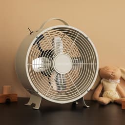 Tafelventilator 20,3 cm Retro met 2 Snelheden – 25W – Stabiele Basis – Beige — thumbnail 4