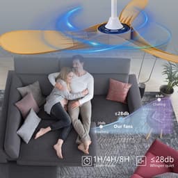 Plafondventilator 42 inch zonder verlichting - Met afstandsbediening - 6 snelheden - Omkeerbare DC-motor - 3 ABS-bladen - Geschikt voor slaapkamer en eetkamer — thumbnail 4