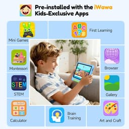SnelShoppen - Kids Tablet 8 Inch voor Kinderen met Case, Parental Control, Android 15, 5000mAh, 3GB RAM, 32GB ROM, Leerzame Tablet voor Peuters en Kin — thumbnail 2