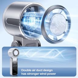 Draagbare ventilator voor op reis - draagbare nekventilator, handventilator, licht, stil, outdoor, meerdere snelheden, voor thuis, camping, , wandelen - wit — thumbnail 2