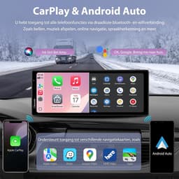 Wireless Carplay & Android Auto met Dash Cam - 10,26" HD IPS Touch Car Play-scherm voor auto, 4K-voor- en 1080P-achtercamera, loop-opname, Bluetooth-audio, Mirror Link, GPS, Siri — thumbnail 4