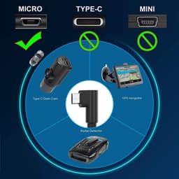 Dash Cam Hardwire Kit, Micro USB L-connectorpoort, Laagspanningsbeveiliging voor Dash Cam-camera's, DC 12V - 24V naar 5V/2.5A Max Autoladerkabelset met zekering — thumbnail 5
