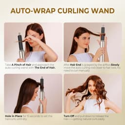 Styler 6-in-1 Air Brush verwarmingsborstel, föhn met diffuser, 6-in-1 blaasborstel, airstyler, haarkruller, stijlborstel, airbrush-set, kapsel, dames, goud — thumbnail 5