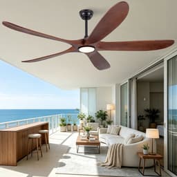 60 inch ultradunne plafondventilator met lamp, 5 massief houten bladen in donker walnoot - 3 kleurtemperaturen - dimbaar - 6 snelheidsstanden - stille luchtcirculatie - voor slaapkamer, eetkamer en woonkamer — thumbnail 3