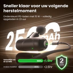Massage Gun Mini – 5 Snelheden – 5 Opzetstukken – USB-C Oplaadbaar – Stil 40 dB – 3000 RPM — thumbnail 4