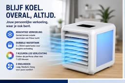 QUIGG Mini Air Cooler met LED Verlichting – Draagbare Luchtkoeler – Dubbele Watertank 700 ml – 3 Snelheden – USB Aangedreven – Zwart — thumbnail 5