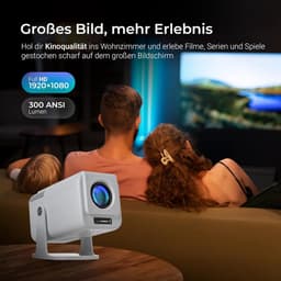 SnelShoppen - Mini Projector 1080p Full HD met Autofocus, 4D Keystone, Dust-free Design, WiFi 6 & Bluetooth 5.0, HDMI & USB, Wit voor Thuisbioscoop — thumbnail 5