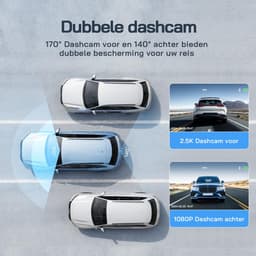 SnelShoppen - Dash Cam Voor en Achter 2.5K, 3.0" LCD, Super Nachzicht, Loopopname, G-sensor, 170° Groothoek HDR, Parkeerbewaking — thumbnail 3