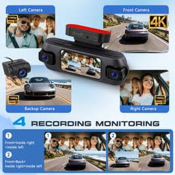 SnelShoppen - 4K Dashcam Auto met Wifi, 4-Kanaals GPS, Nachtzicht, G-sensor, Parkeermodus, Bewegingsdetectie, Achteruitrijhulp + 64G TF-kaart — thumbnail 5