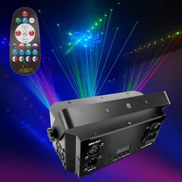 Feestlaserlamp - 21 gaten - met UV-stroboscoop - DMX DJ-discoprojector - met stroboscoop, DJ-projector en RGB LED-verlichting - geschikt voor Halloween, Kerstmis en clubs — thumbnail 2