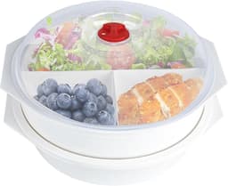 SnelShoppen - 2 Stuks Magnetron Schalen met Deksel, 2-Vaks Magnetron Dishes, Bewaardozen voor Verwarmen, Magnetron Schalen met Ventilatie voor Stoomfu — thumbnail 1
