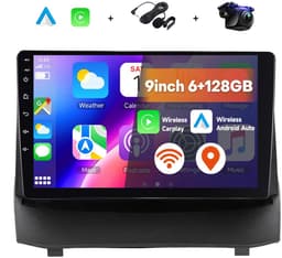 Boscer 2 Din Autoradio - Geschikt voor Ford Fiesta (2009-2014) - Draadloos Apple CarPlay & Android Auto - 9 Inch HD Touchscreen - Android 15 - 6+128GB - GPS Navigatie - WiFi, Bluetooth & USB - Achteruitrijcamera & Microfoon — thumbnail 1