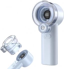 LISM-2-in-1 handventilator met sproeifunctie, draagbare waternevelventilator (oplaadbaar, met 5 snelheden en led-display), persoonlijke mini-koelventilator met afneembaar waterreservoir, zomercadeau Geschikt voor mannen en vrouwen - blauw — thumbnail 1