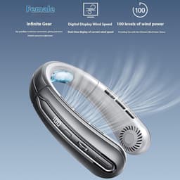 Koelventilator met 100 instelbare ventilatorsnelheden, stil ontwerp, geschikt voor reizen, sporten en andere gelegenheden. Verstelbare ventilatorsnelheid, draagbaar ontwerp. (Grijs) — thumbnail 3