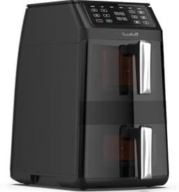 Dubbele Heteluchtfriteuse - Airfryer XL - Gezond Koken - Twee Verticale Kamers - 11 Liter - Zwart en Zilver — thumbnail 1
