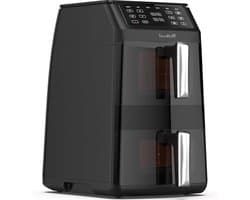 Dubbele Heteluchtfriteuse - Airfryer XL - Gezond Koken - Twee Verticale Kamers - 11 Liter - Zwart en Zilver
