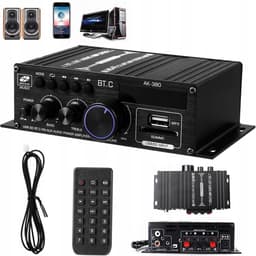 12V Bluetooth Versterker 40W - 2.0 Stereo & Aluminium Behuizing - FM USB SD Multi-source - 90dB Signaal-ruis & 20Hz-20kHz - Incl. Afstandsbediening - Voor Thuis & Auto — thumbnail 1