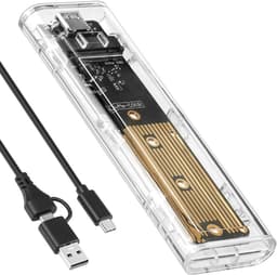 M.2 NVMe en SATA SSD-behuizing, m2 adapter externe harde schijf schijf, m2 USB 3.1 SSD adapterbehuizing USB-C harde schijf voor M.2 PCIe NVME M-Key & M+B-Key 2230/2242/2260/2280 — thumbnail 1