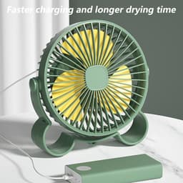 Draagbare oplaadbare bureauventilator met haken en clips; kleine bureauventilator/mini-ventilator — thumbnail 4