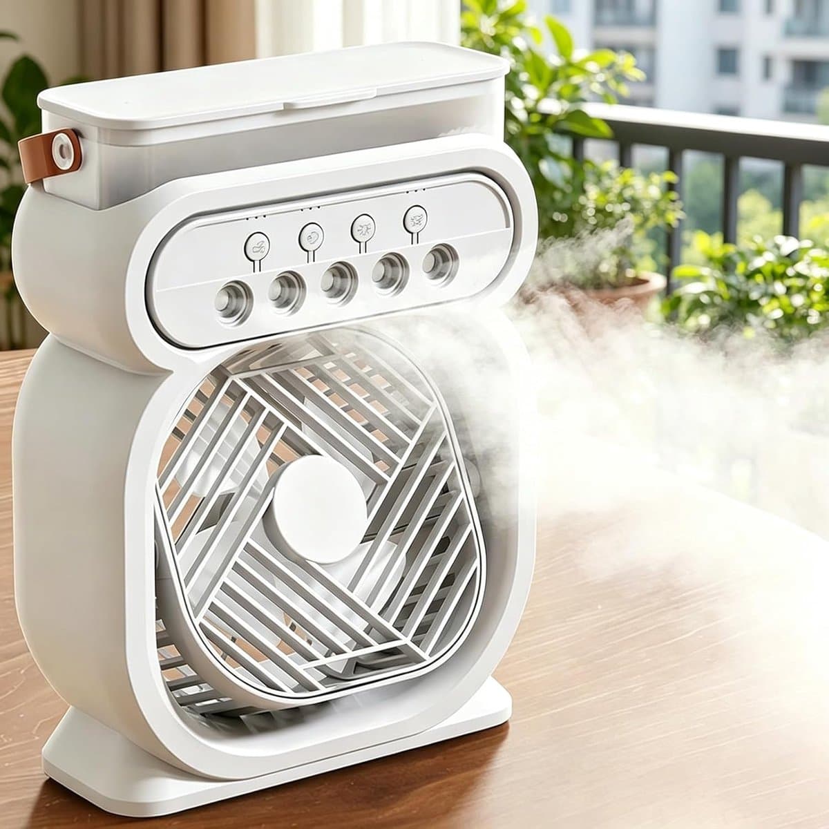 4-in-1 draagbare airconditioner, mini-airconditioner, 3 nevelstanden en 3 ventilatorsnelheden, kleine verdampingsluchtkoeler, USB mini-verdampingsluchtkoeler, geschikt voor slaapkamers, kantoren en op reis (wit). — afbeelding 1