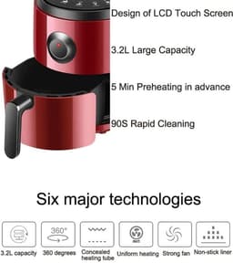 Airfryer 3L - Heteluchtfriteuse Olievrije Frituur - Gezond Koken - Snelle Luchtcirculatie - 3 liter - Zwart — thumbnail 5