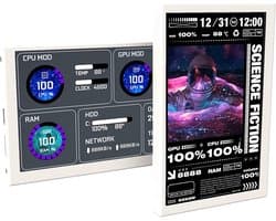 SnelShoppen - 5 Inch IPS USB Mini Scherm, Tweede Monitor voor Computerbehuizing met Temperatuurweergave, Type C Sub-Scherm met Beugel, 360 Graden Rota