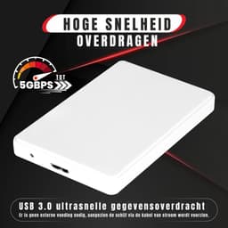 AHD® Harde Schijf - Externe Harde Schijf - SSD Extern - Externe Harde Schijven - Wit - 12cm x 8cm x 1cm — thumbnail 4