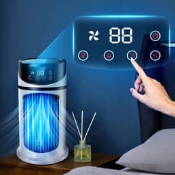 Draagbare Airco - Torenventilator - Mobiele Aircooler - Ventilator Staand - Tower Fan - met Nevelkoeling & Timer - 6 Snelheden - 300 ml - USB - Persoonlijke Koeler - Voor Slaapkamer & Woonkamer & Kantoor — thumbnail 4