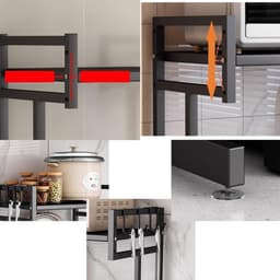 Metalen Magnetron Stand - Keukenrek - Keuken Opslag - Stalen Heavy Duty - 36x36x60cm - Zwart — thumbnail 5
