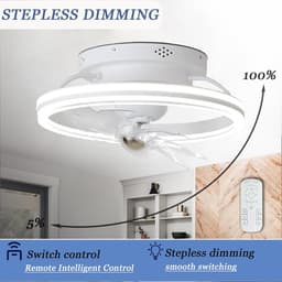 Plafondventilator met Verlichting - Ventilatorlamp Kamer - Comfort Verhogend - 360 Graden Draaibaar - 40 x 40 x 16 cm — thumbnail 4
