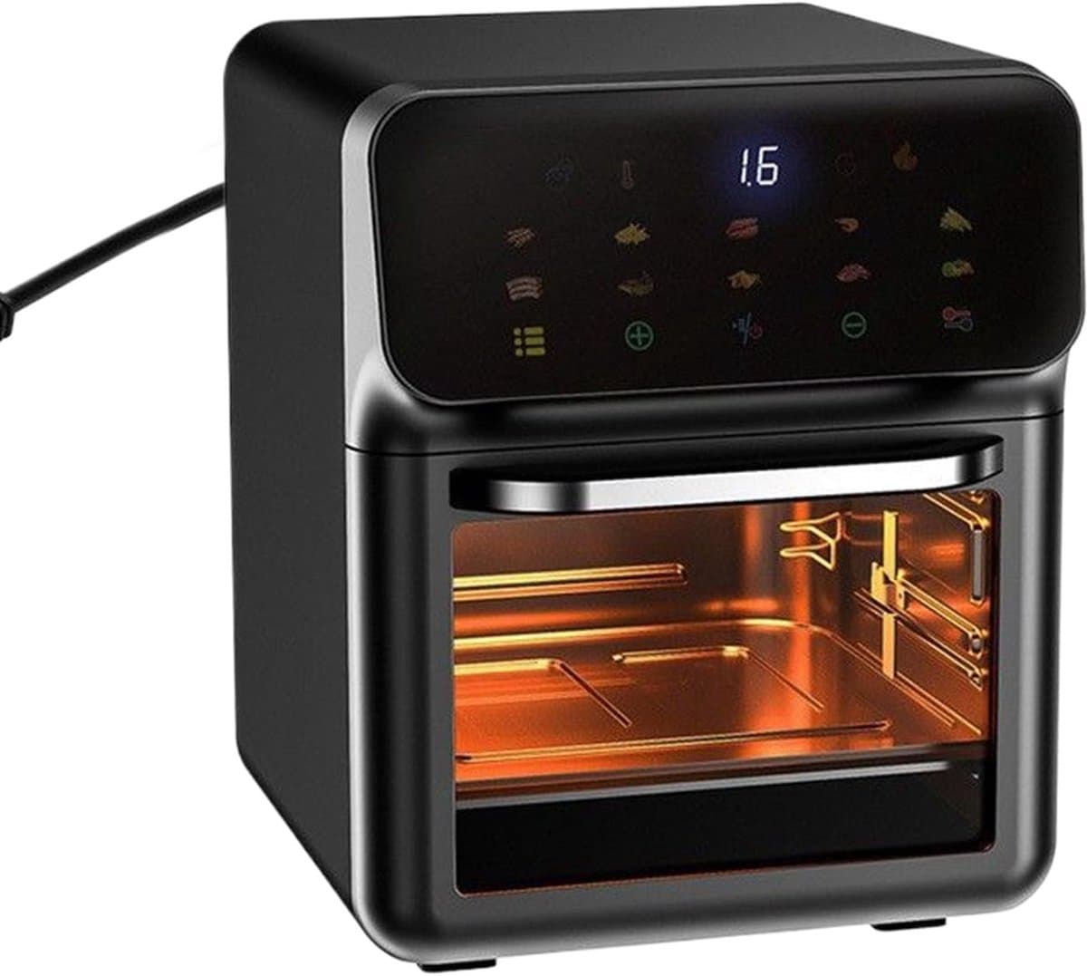 Heteluchtoven met Rotisserie - Keukenapparaat - Maaltijden Bereiden - 3D Luchtstroom Technologie - 15 Liter - Zwart — afbeelding 1