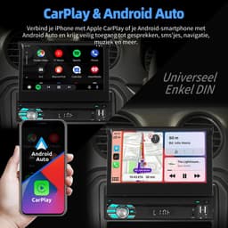 ESSGOO autoradio 1 din - Apple CarPlay & Android Auto (draadloos) - 7" HD touchscreen handmatig opvouwbaar scherm - Android 15, 4+64GB - GPS, wifi, USB, AUX — thumbnail 4