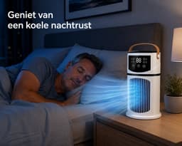 Mobiele Airco Zonder Afvoerslang - Luchtkoeler - Aircooler - Mobiel - Wit - 28 x 16cm — thumbnail 3