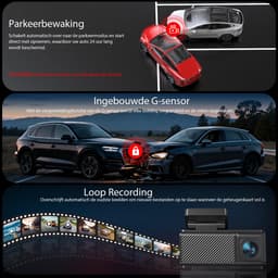 SnelShoppen - Dashcam 4K+2.5K Dubbelkanaals Voor en Achter met 5.8GHz WiFi, Ingebouwde GPS, 3.16" IPS Scherm, Nachtzicht, G-Sensor 170°, Parkeerstand, — thumbnail 3