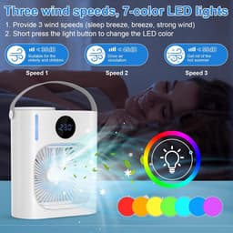 Mini Aircooler 4-in-1 – Draagbare Luchtkoeler met Verneveling, Ventilator, Luchtbevochtiger en Nachtlamp – 900 ml — thumbnail 2