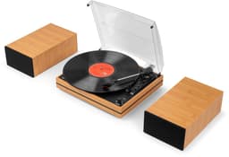Platenspeler met speakers - Audizio Akron - LP speler - Bluetooth - AUX - 3 snelheden - Bamboe — thumbnail 4