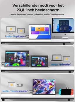 UPERFECT 23.8-inch draagbare monitor met geïntegreerde houder, 3840x2160 QLED 4K, USB-C- en Mini-HDMI-poort, tweede scherm voor laptop/telefoon/spelconsole, VESA-montage mogelijk — thumbnail 4