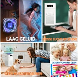 Luchtreiniger voor Woonkamer, Slaapkamer en Huisdieren - Luchtbevochtiger - Met HEPA‑filter, 3 standen instelbaar - Wit — thumbnail 4